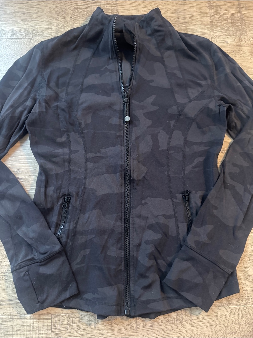 Women’s Black Camouflage Lightweight Zip Shirt Jacket